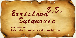 Borislava Dulanović vizit kartica